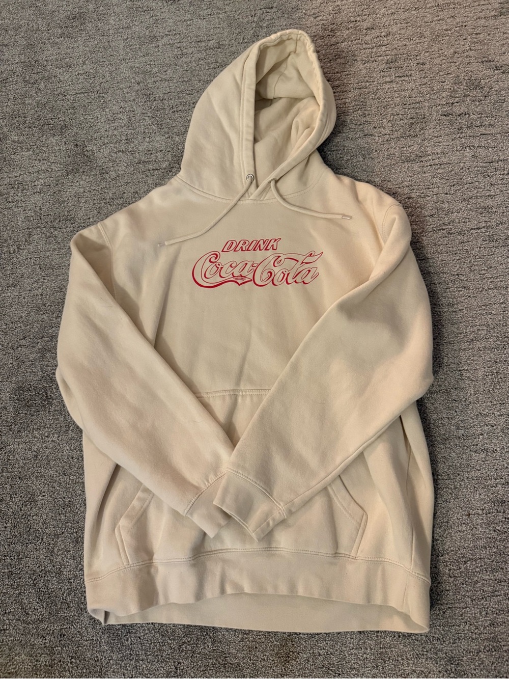 Coca Cola Cream Pullover Hoodie with Red Logo